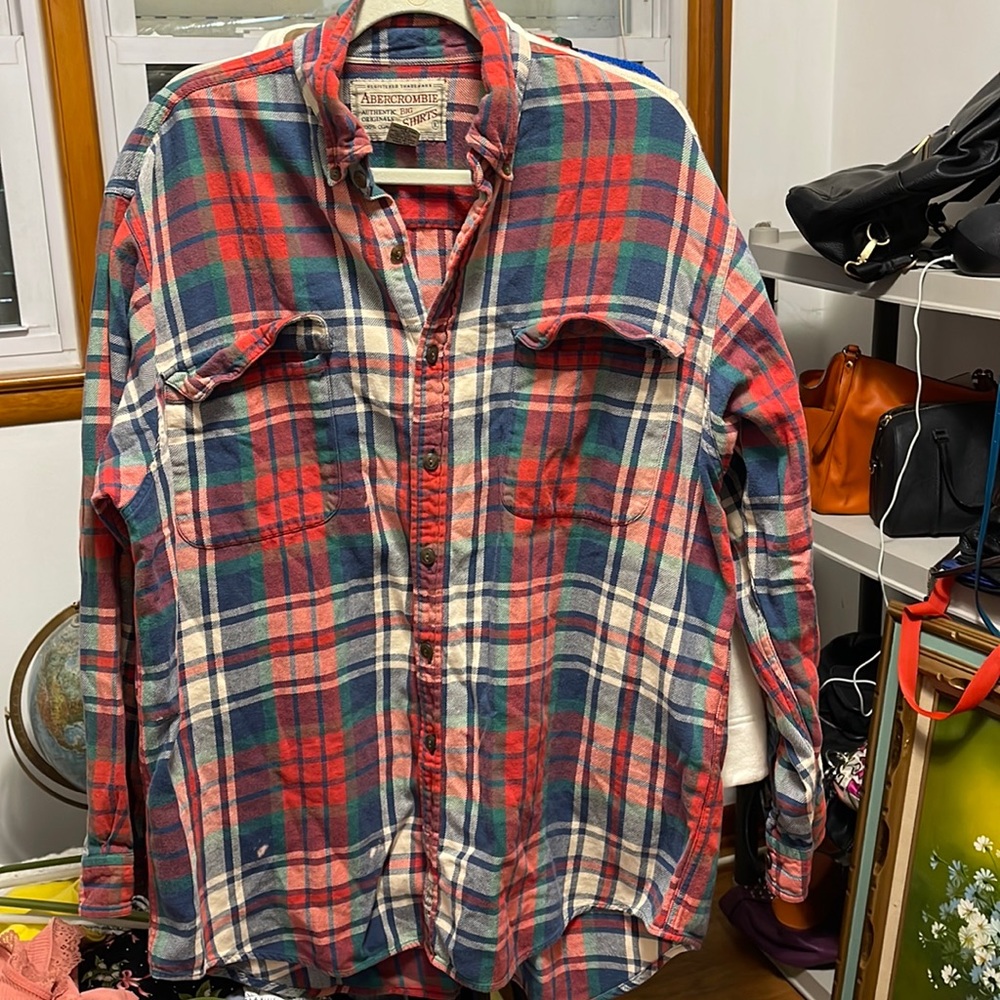 Gorg oversized plaid flannel button down vintage y2k